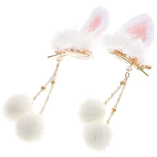 OFFIGAM 1paar Plüsch-haarklammern Mit Hasenohren Und Quasten Süße Haaraccessoires Für Und Mädchen Für Partys Und Tägliche Outfits von OFFIGAM