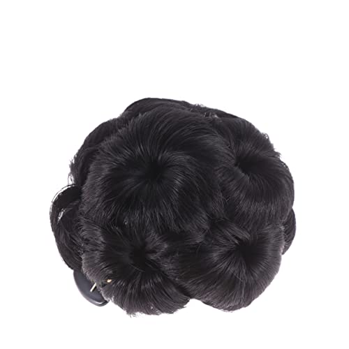 OFFIGAM Haarteil Hochsteckfrisur Mit Haarknoten-clip Perücke-dutt-clip in Blumen-design Haarspange Und Haargummi Für Dutt Aus Kunsthaar Kiefer- Für Damen Naturschwarz von OFFIGAM