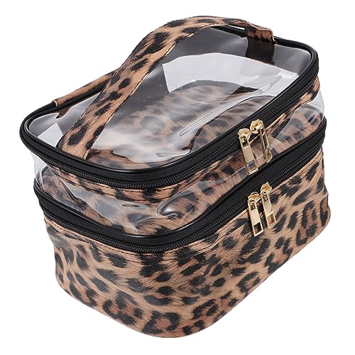 OFFIGAM Transparente Reise-Make-up-Tasche Doppellagige Aufbewahrungstasche Mit Reißverschluss Tragbare Kosmetiktasche Für Frauen Kosmetiktasche von OFFIGAM