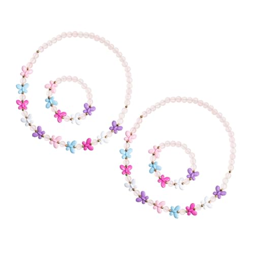 OFFIGAM 2 Sätze Schmuck Teilig Perlenkette und Armband mit Schmetterlingsmotiv Handgefertigt Leicht und Tragbar für Mädchen Party Bühne Geburtstag Alltag und Sommerurlaub von OFFIGAM
