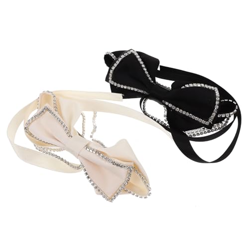 OFFIGAM 2 Stck Strass Schleifen Haarspangen für Damen Haarclips mit Langen Bändern für Hochzeiten Partys und Fotoshootings als für von OFFIGAM