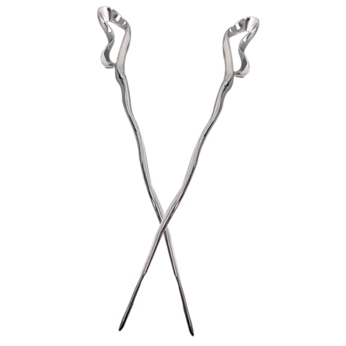 OFFIGAM 2 Stck Teiliges Unregelmäßige Chinesische Haarnadeln aus Metall Glatte Oberfläche Modischer Haarschmuck für Frauen Geeignet für Mitteldickes und Langes Haar Stilvolle Haarstäbe von OFFIGAM