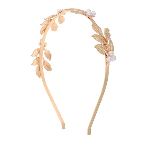 OFFIGAM 2 Stück Barock Gold Perlen Haarreif mit Blattdesign für Damen und Mädchen Eleganter Brautschmuck Stirnband für Hochzeit und Festliche Anlässe von OFFIGAM
