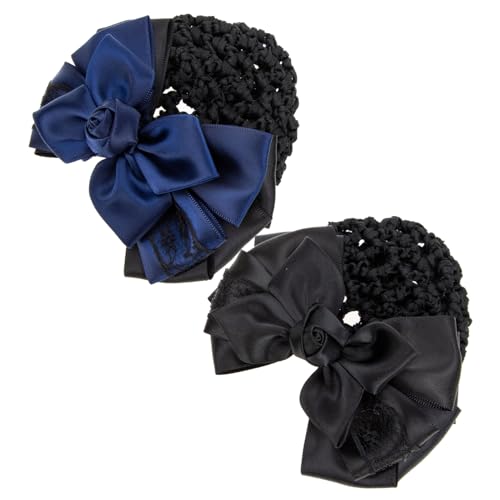 OFFIGAM 2 Stück Damen Haar Bun Cover mit Schleifen Haarnetz Haarklammer für Dünnes und Dickes Haar für Berufstätige und Besondere Anlässe von OFFIGAM