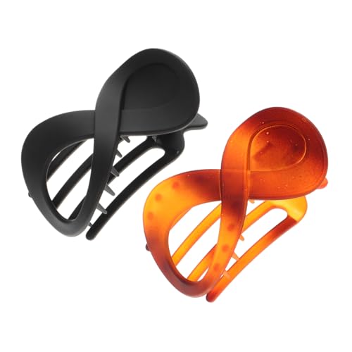 OFFIGAM 2 Stück Förmige Haarklammern für Damen Schwarze und Transparente Kaffeefarbe Rutschfeste Haargreifer für Verschiedene Frisuren Sicherer Ganzen Tag von OFFIGAM