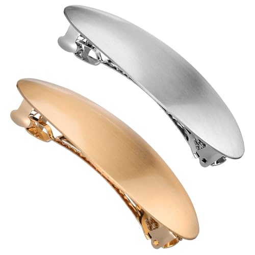 OFFIGAM 2 Stück Französische Haarklammern Oval Metall Haarspangen für Damen Design Vielseitige Verwendung für Verschiedene Frisuren und Anlässe Gold und Silber Erhältlich von OFFIGAM
