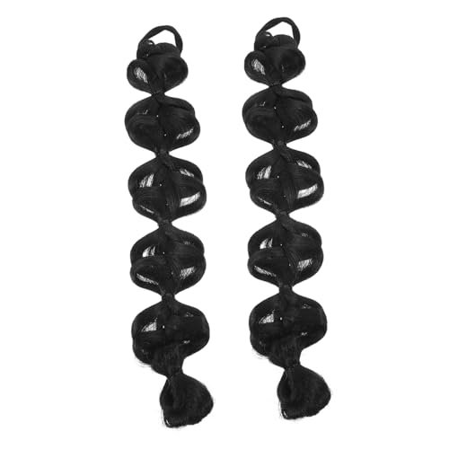 OFFIGAM 2 Stück Geflochtene Pferdeschwanz Haarverlängerung mit Haargummi Synthetische Haarteile für Damen Natürliche Schwarze Ponytail Extensions für von OFFIGAM