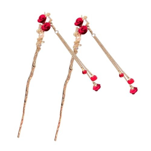 OFFIGAM 2 Stück Haarstäbe mit Dekoration für Damen Vintage Haarschmuck für Hochsteckfrisuren Styling Tool für Verschiedene Frisuren und Outfits von OFFIGAM