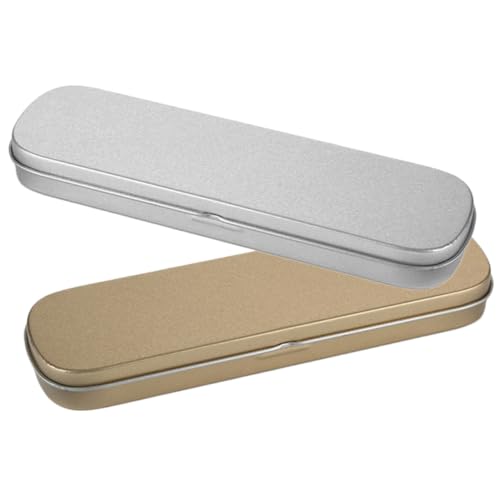 OFFIGAM 2 Stück Metall Stiftetui Leerer Bleistiftkasten für Schreibwaren Kosmetik Praktischer Aufbewahrungsorganizer Gold und Silber Robustes Design für Schule Büro von OFFIGAM