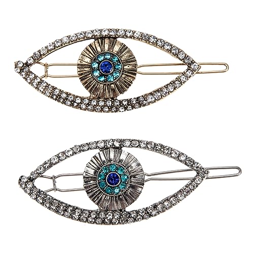 OFFIGAM 2 Stück Retro Haarklammer mit Augen Strasssteinen Vintage Haarschmuck für Damen Headdress für Hochzeiten Partys Alltag und Besondere Anlässe von OFFIGAM