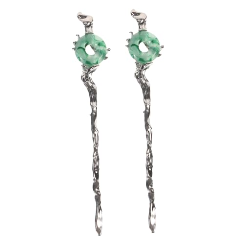 OFFIGAM 2 Stück Retro Haarnadeln Schlangenform aus Künstlichem Jade Langlebige Haarklammern für Damen und Teens Klassischer Haarschmuck für Stilvolle Duttfrisuren Kompaktes Design von OFFIGAM