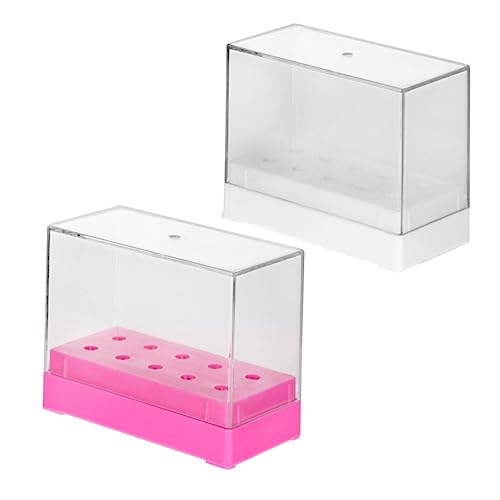 OFFIGAM 2stücke Kunststoff-nagelbohrer-box Maniküre-schleifkopf-box Nagelbohrer-organizer Nagelpolierkopf-halter Aufbewahrungsbox Für Nagel Salon von OFFIGAM