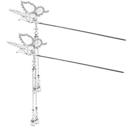 OFFIGAM 2 Stück Schmetterling Haarstäbchen Mit Quaste Aus Metall Vintage Haarschmuck Für Frauen Für Hochsteckfrisuren Elegant Und Robust Für Hochzeiten Und Besondere Anlässe von OFFIGAM