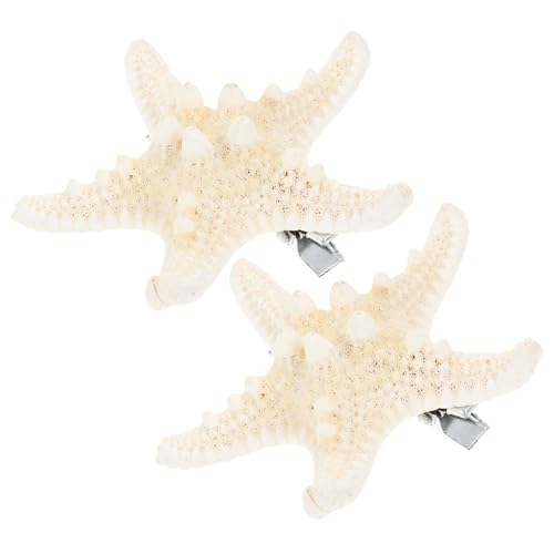 OFFIGAM 2stücke Seestern-haarspange Fünfzackig Natur Weiß Haarnadeln Haarschmuck Strand Für Frauen Mädchen Accessoire Party Ball Geschenk Geburtstag Jahrestag Anlass von OFFIGAM