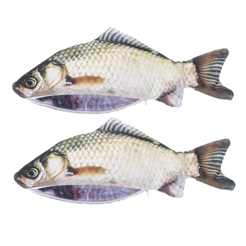 OFFIGAM 2stücke Fisch Geformt Federmäppchen Cartoon Stiftehalter Für Tragbare Aufbewahrungstasche Multifunktionale Bleistiftbeutel Kreative Schul Tasche von OFFIGAM