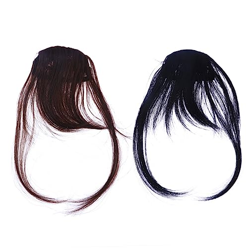 OFFIGAM 2 Stück Teiliges Clip in Haarteil für Luftige Ponyfrisuren Natürliche Schwarze Haarverlängerung für und Mädchen Einfach Anzubringen für Alltag Partys und Cosplay von OFFIGAM
