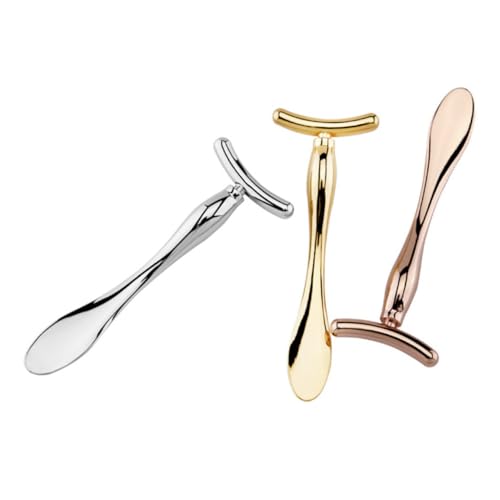 OFFIGAM 2 Stück Zinklegierung Augenmassage stab mit Gesichtsmasken löffel Doppelseitiger Make up spatel und Massagestab Kompakt Langlebig für Damenpflege von OFFIGAM