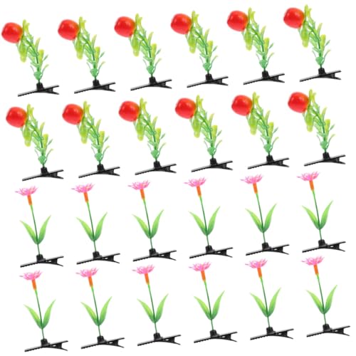 OFFIGAM 24 Stück Teiliges Pflanzen Haarklammern für Mädchen Kreative Haarschmuck mit Verschiedenen Pflanzen Stilen für Cosplay Geburtstage und Alltag von OFFIGAM