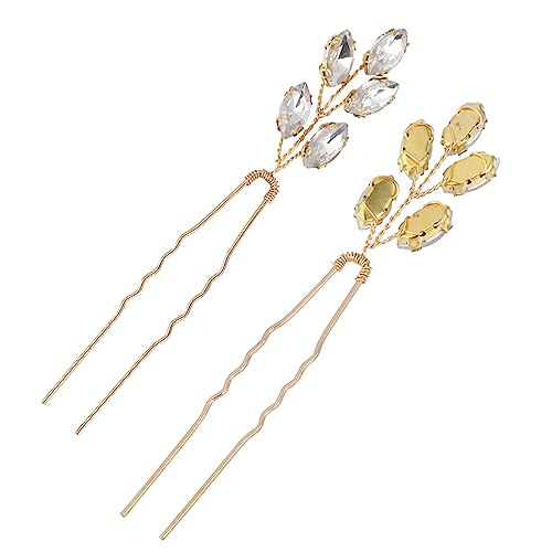 OFFIGAM 2stücke U-förmige Strass Haarnadeln Dekorative Haarspangen Schmuck Zubehör Für Brautschmuck Und Täglichen Gebrauch Mit Stabiler Konstruktion von OFFIGAM