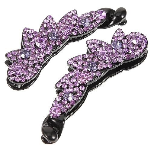 OFFIGAM 2Stücke Glitzernde Bananenclips mit Strasssteinen Haarschmuck für Damen Hochsteckfrisuren und Alltagslooks Lockige Haarspangen für Eleganten Stil Kleine von OFFIGAM