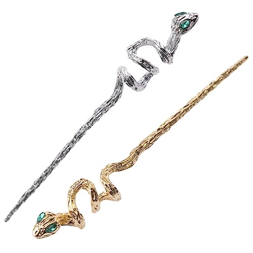 OFFIGAM 2 Stück Haarstäbchen Schlangengeformte Haaraccessoires Für Dickes Haar Metall Haarstäbe Für Damen Eleganter Haarschmuck Für Duttfrisuren Mit Strasssteinen Und Besonderen von OFFIGAM