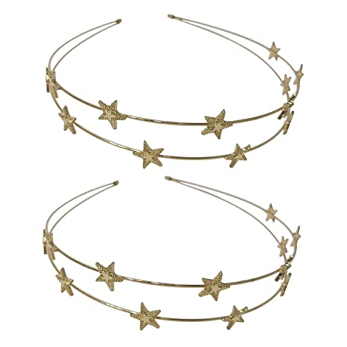 OFFIGAM 2Stücke Zwei Haarreif mit Fünf Punkten und Doppelter Schicht Haaraccessoire für Empfindliches Haar für Partys und Festivals Glänzendes Design für Unvergessliche von OFFIGAM