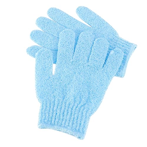 OFFIGAM 2paar Badehandschuh Mit Peeling-funktion Fünf-finger-körperpeeling-handschuh Duschhandschuh Zum Scrubben Für Männer Und Frauen Blau von OFFIGAM