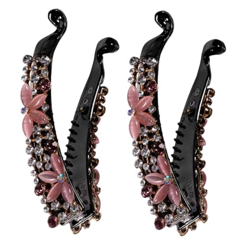 OFFIGAM 2stücke Strass-bananenklammer Für Frauen Bananenklammern Aus Legierung Opal-haarspange Zum Befestigen Von Pferdeschwänzen Vintage-haarschmuck Für Lange Haare von OFFIGAM