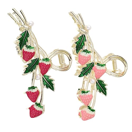 OFFIGAM 2stücke Erdbeer-haarclips Aus Metall Rutschfeste Haarspangen Für Damen Eleganter Haarschmuck Für Modische Frisuren Rot von OFFIGAM