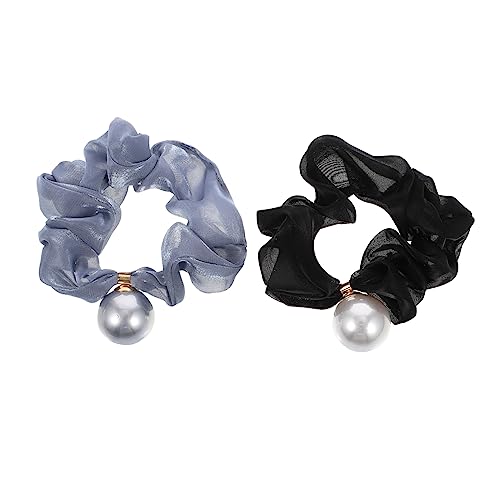 OFFIGAM 2stücke Haargummis Mit Großen Perlen Elegante Haarschmuck-ringe Aus Netzstoff Für Damen Für Partys Und Alltag Leicht Und Haarschonend Vielseitig Einsetzbar von OFFIGAM