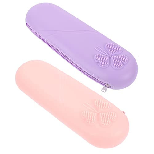 OFFIGAM 2stücke Kosmetiktasche Aus Silikon Make-up-pinselhalter Mit Reißverschluss Organizer-Tasche Für Pinsel Und Werkzeuge Geeignet Für Reisen Und Wochenendausflüge Leicht Zu von OFFIGAM