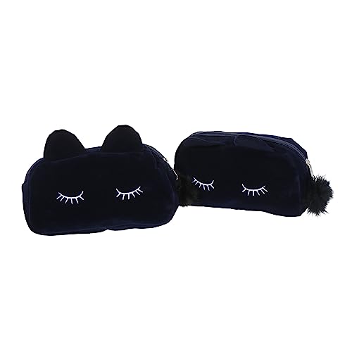 OFFIGAM 2stücke Kosmetiktaschen Katze Design Reißverschluss Make-up-Tasche Kulturtasche Für Damen Stiftetasche Reisen Waschen Utensilien Aufbewahrung von OFFIGAM
