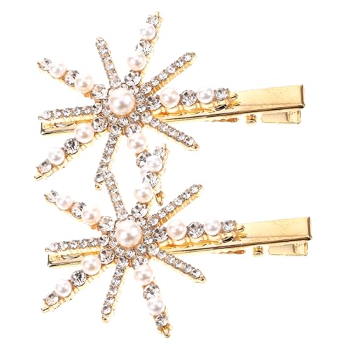 OFFIGAM 2stücke Perlen Haarspangen Mit Strasssteinen Schneeflocken Haarspangen Für Damen Dekorative Haarklammer Für Frauen von OFFIGAM