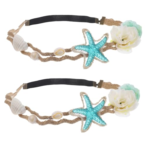OFFIGAM 2stücke Sommerstyle Blumen Seestern Kopfbedeckung Haar Zubehör Hochzeits Stirnband Damenschmuck Haareko Für Frauen Mädchen Strand Feiern Party von OFFIGAM