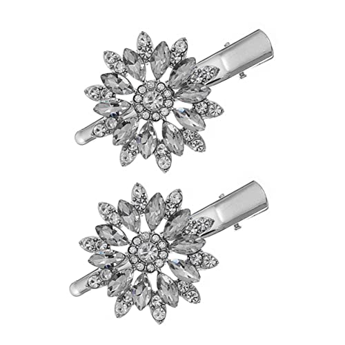 OFFIGAM 2stücke Strass Blumen Haarklammern Für Frauen Elegante Haarspangen Mit Seitlichem Clip Für Festlichkeiten Alltagslook Und Besondere Anlässe von OFFIGAM