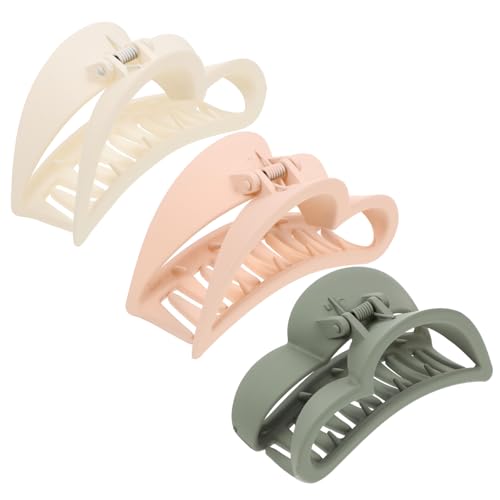 OFFIGAM Herz Haarklammern 3 Stück Große Rutschfeste Haarspangen Für Frauen Für Dickes Haar Stilvolle Matte Farben (creme Grün Rosa) Haarschmuck Für Hochzeiten Geburtstage Und von OFFIGAM