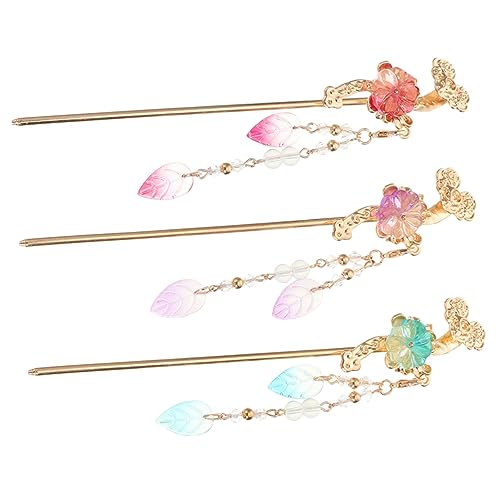 OFFIGAM 3 Stück Antike Blumen Haarnadeln mit Quaste für Damen Vintage Chinesische Haaraccessoires für Hochsteckfrisuren Formelle Anlässe und Alltagslooks von OFFIGAM