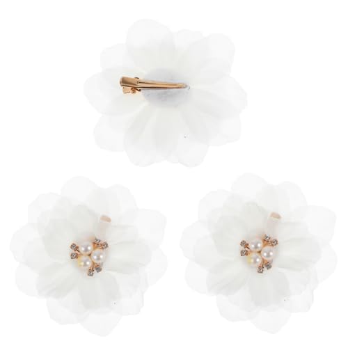 OFFIGAM 3 Stück Teiliges Set Blumen Haarspangen mit Perlen für Mädchen Niedliche Haarclips zur Dekoration für Partys Hochzeiten und Alltag von OFFIGAM