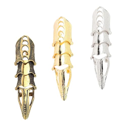 OFFIGAM 3 Stück Metallische Krallen Fingernägel für Cosplay Ausgehöhlte Nagelabdeckung Fingerspitzenringe Halloween Tanzaufführungen Nagel Dekorationszubehör von OFFIGAM