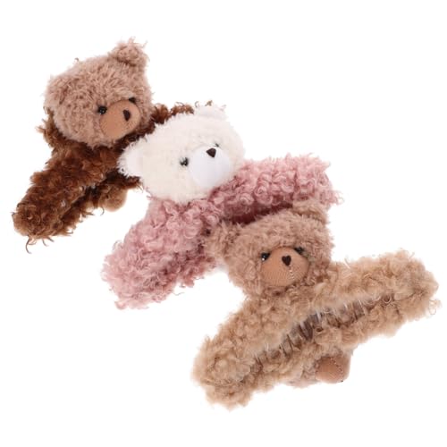 OFFIGAM 3 Stück Haarspangen für Damen Cartoon Bär Haarklammern Große Clips für Dickes und Langes Haar Leicht und Komfortabel für Makeup und Alltag von OFFIGAM