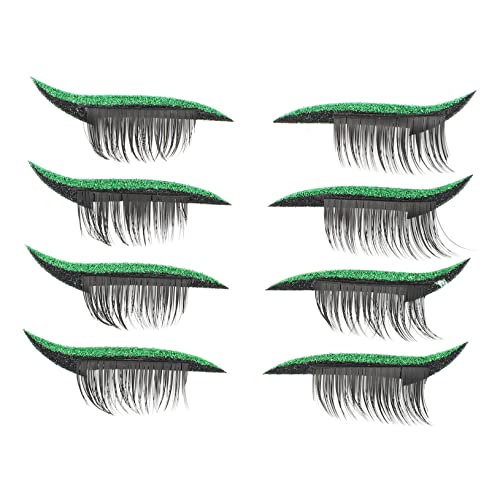 OFFIGAM 4 Paare Selbstklebende Eyeliner Wimpern Aufkleber Grün Temporäre Augen Make Up Dekoration für Wasserfest Einfach Anzuwenden für Partys Cosplay und Besondere Anlässe von OFFIGAM