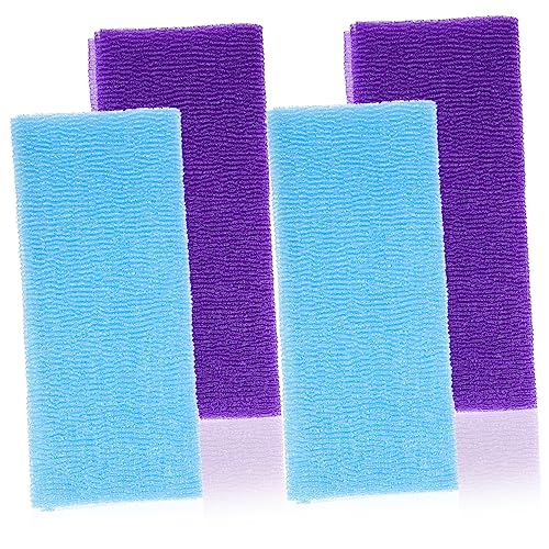 OFFIGAM 4 Stück Peelingtücher aus Nylon Exfolierende Dusch und Badehandtücher für Sanfte Hautreinigung und Peeling für Altersgruppen in Blau und von OFFIGAM
