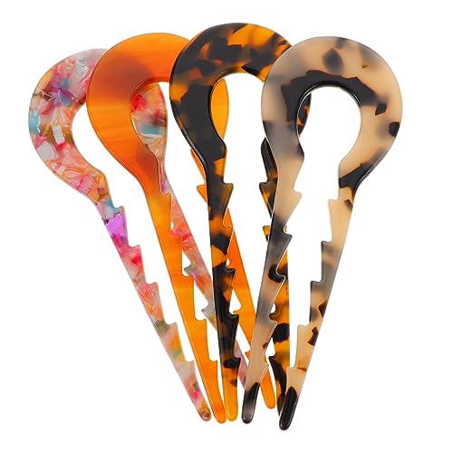 OFFIGAM 4 Stück Teiliges U Förmiges Haarnadel aus Acetat Rutsch Haarspange für Duttfrisuren Eleganter Haarschmuck für Damen für Hochzeiten und Besondere Anlässe von OFFIGAM