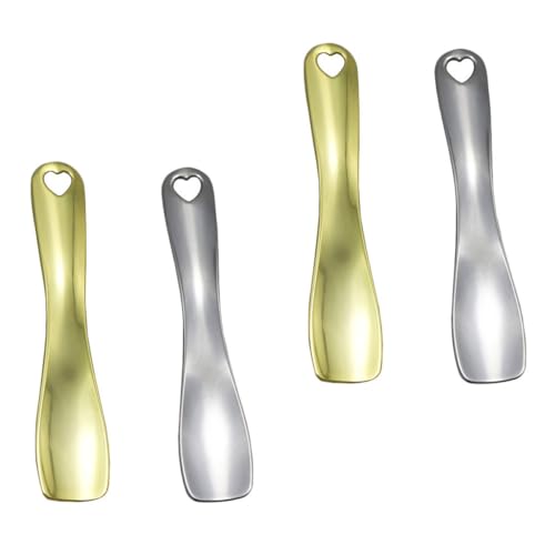 OFFIGAM 4stücke Kosmetikspatel Aus Zinklegierung Für Gesichtscreme Und Augencreme Wiederverwendbare Make-up Löffel Gold Und Silber Hygienisch Und Leicht Zu Reinigen von OFFIGAM