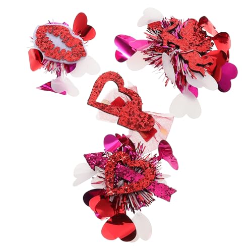 OFFIGAM 4stücke Haarnadeln Valentinstag Glitzer Haarspangen Pailletten Herz Haarspangen Schleifen Krokodilklemmen Für Teenager Mädchen Partygeschenk von OFFIGAM