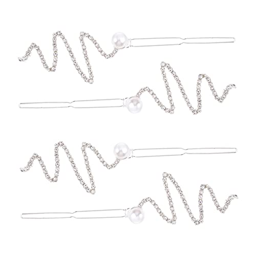 OFFIGAM 4stücke Haarspange Mit Strasssteinen Für Frauen Haarnadel Mit Strasssteinen Für Hochzeiten Haarspange Zum Geburtstag Wellenförmige Barrettes Für Alltag Oder Besondere Anlässe von OFFIGAM