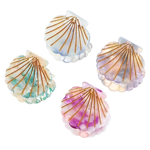 OFFIGAM 4stücke Muschelklammer Für Haare Kleine Meerestier-mini-haarklammern Rutschfeste Kieferklammern Haar-accessoires Für Junge Mädchen Und Erwachsene Strandparty-geschenke von OFFIGAM