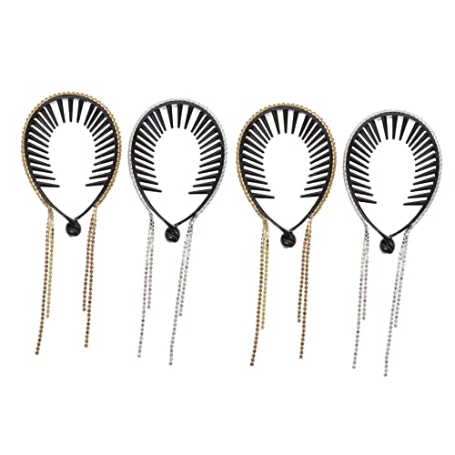 OFFIGAM 4stücke Strass Haarklammern Stirnbänder Mit Clips Haar Dutt Halter Strass Quaste Kopfschmuck Für Frauen Mädchen Damen Hochzeit Party Geburtstag Valentinstag Verlobung von OFFIGAM