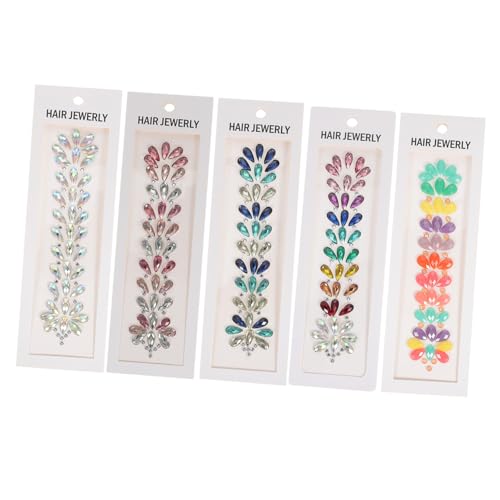 OFFIGAM 5 Blätter Selbstklebende Strasssteine für Gesicht Haare Glitzernde Schmuckaufkleber für Festivals Halloween Cosplay Partys Temporäre Gesichts Juwelen für Mädchen von OFFIGAM