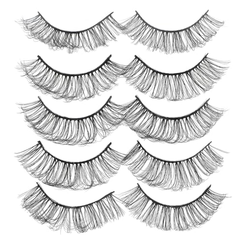 OFFIGAM 5 Paare Flauschige Falsche Wimpern Natürlicher Look Wiederverwendbar Für Mädchen Und Frauen Makeup Zubehör von OFFIGAM
